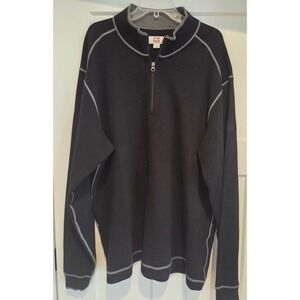 Cutter‎ & Buck Mens Black Quarter Zip Sweater Logo XXL 100% Cotton
